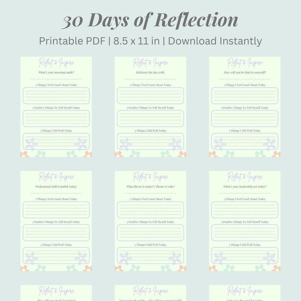 Daily Reflection Diary - Boost Self-Worth, Set Goals, Achieve Success | Ideal for Daily Reflections and Positive Affirmations - 8.5 x 11