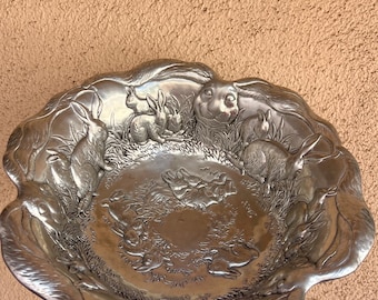 Arthur Court Bunny Rabbit Aluminum Serving Bowl - Easter Decor