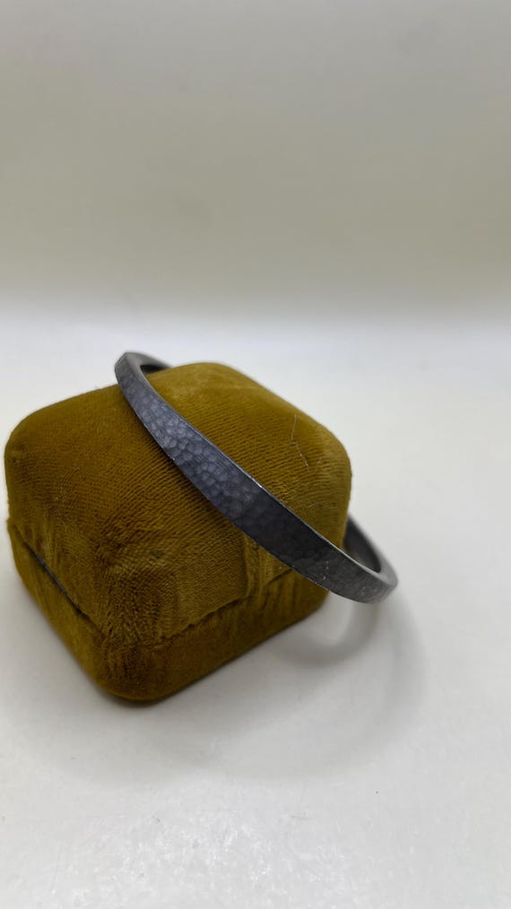 Danish Handmade Forged Steel Bangle Bracelet “Made in Denmark” Studio Jewelry Industrial Minimalist Unisex Gift  626 Maker Mark View 3