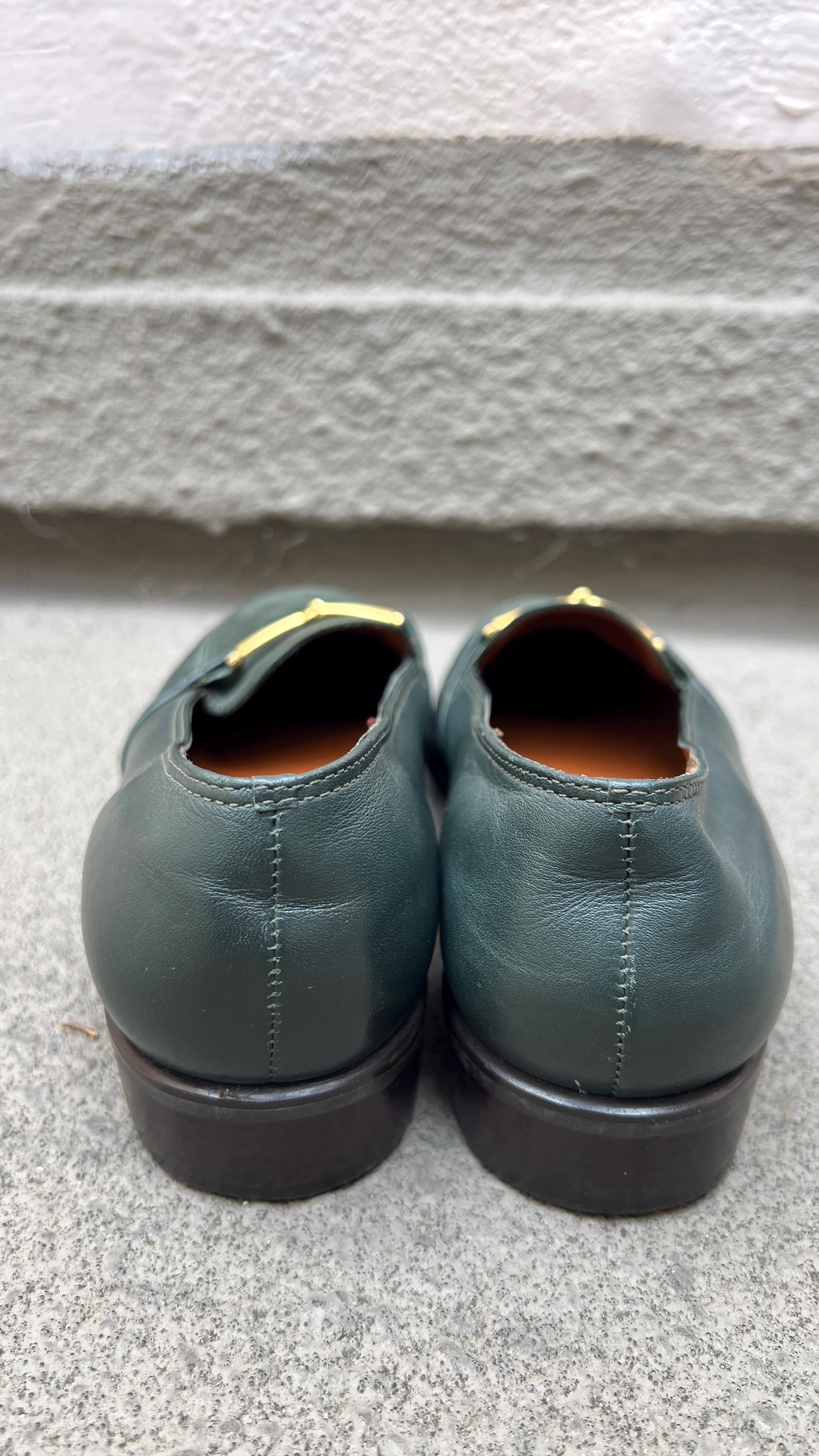 Etienne Aigner Enya Deep Green Suede Loafers With Brass  display picture 2