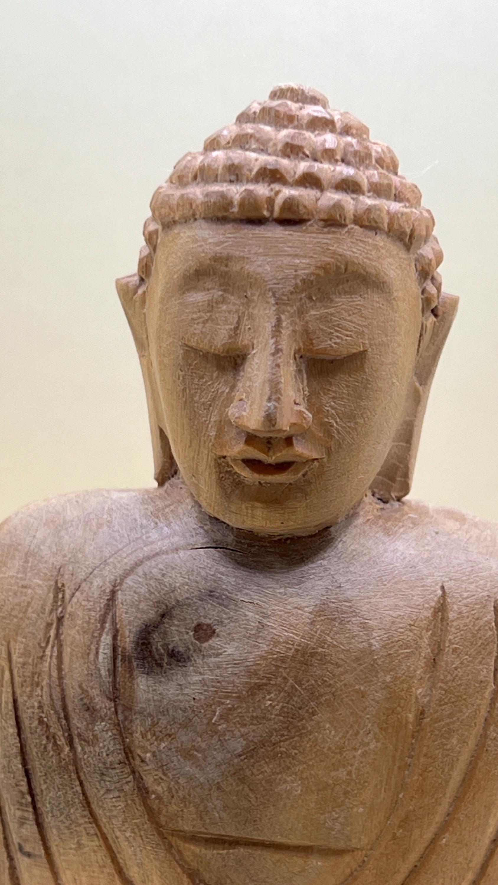 アンティーク　木製仏像 ヴィンテージの手彫りの座禅木製仏像、アジアン風水インテリアギフト