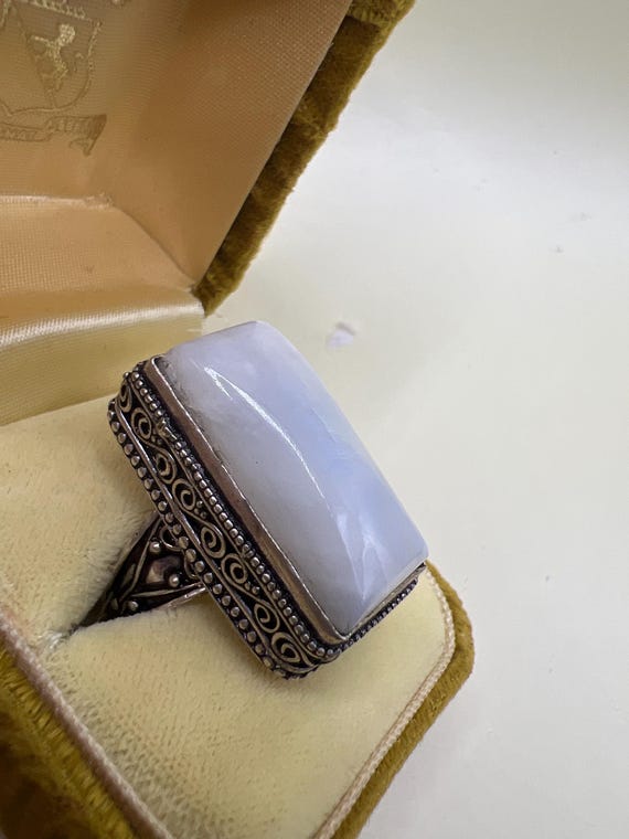 Vinatge Large Moonstone Statement Ring Sterling S… - image 6