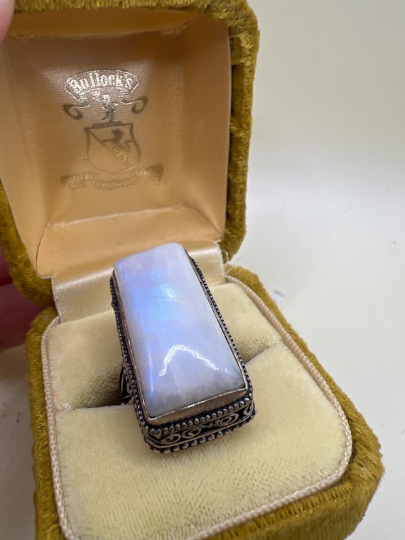 Vinatge Large Moonstone Statement Ring Sterling S… - image 2