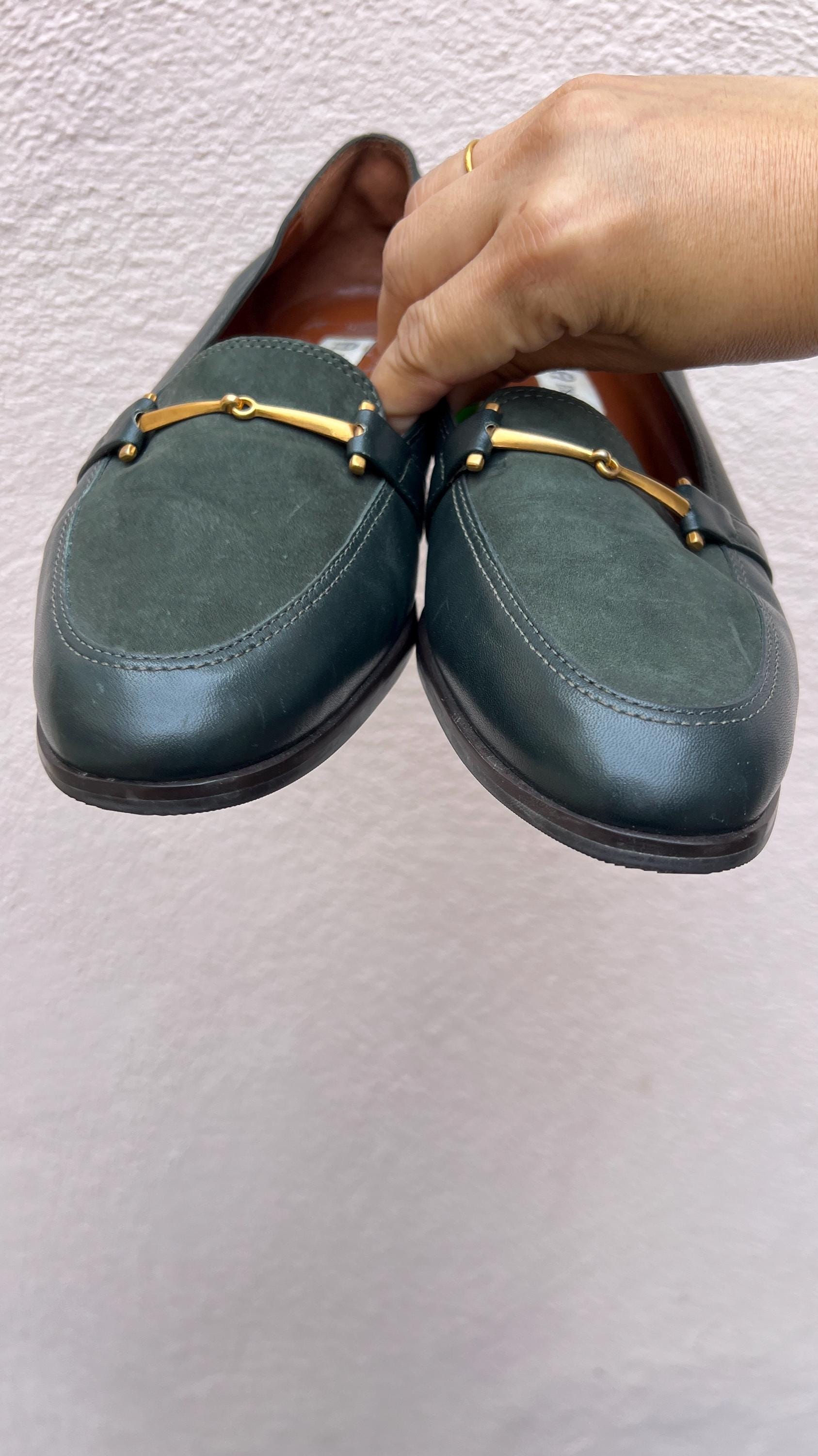 Etienne Aigner Enya Deep Green Suede Loafers With Brass  display picture 3