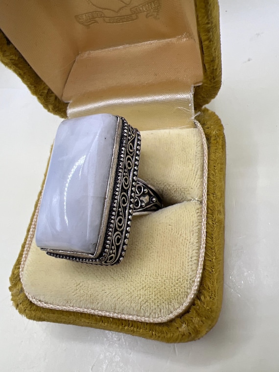 Vinatge Large Moonstone Statement Ring Sterling S… - image 4