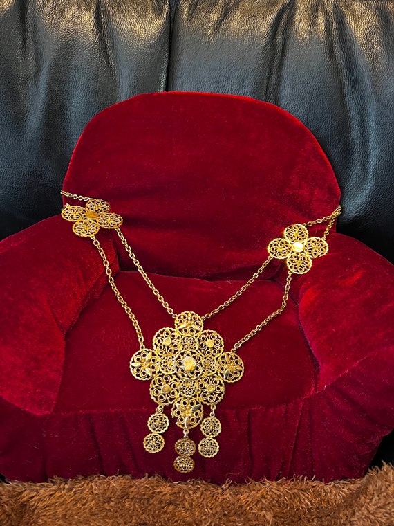 Rare Vintage FLORENZA Signed Ornate Necklace