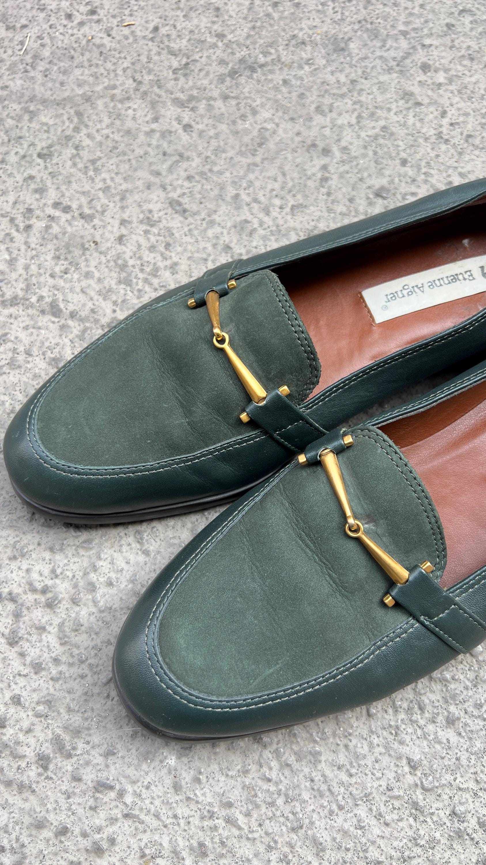 Etienne Aigner Enya Deep Green Suede Loafers With Brass Horse Hardware Size 9M Etienne Aigner Enya Deep Green Suede Loafers With Brass  main image 2