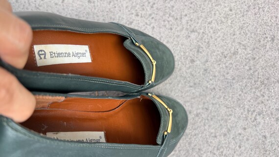 Etienne Aigner Enya Deep Green Suede Loafers With Brass  display picture 1