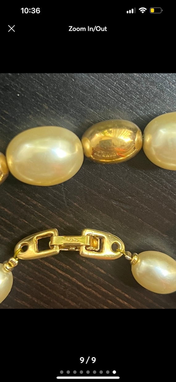 Vintage Signed Napier faux oval pearl beads, gold… - image 6