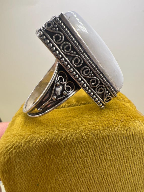 Vinatge Large Moonstone Statement Ring Sterling S… - image 12