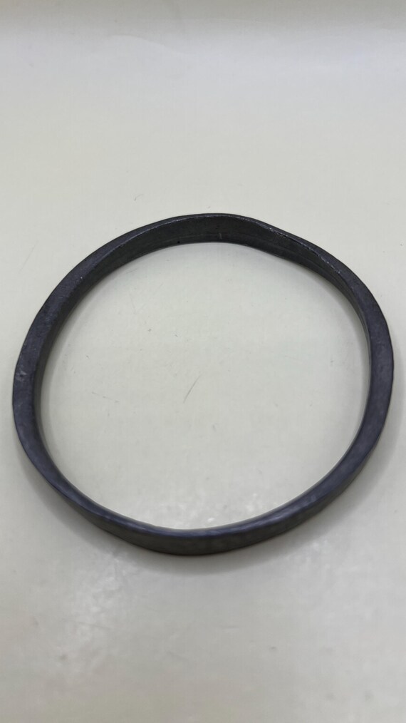 Danish Handmade Forged Steel Bangle Bracelet “Made in Denmark” Studio Jewelry Industrial Minimalist Unisex Gift  626 Maker Mark View 5