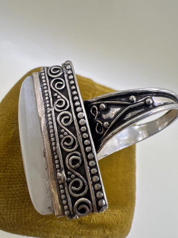 Vinatge Large Moonstone Statement Ring Sterling S… - image 14