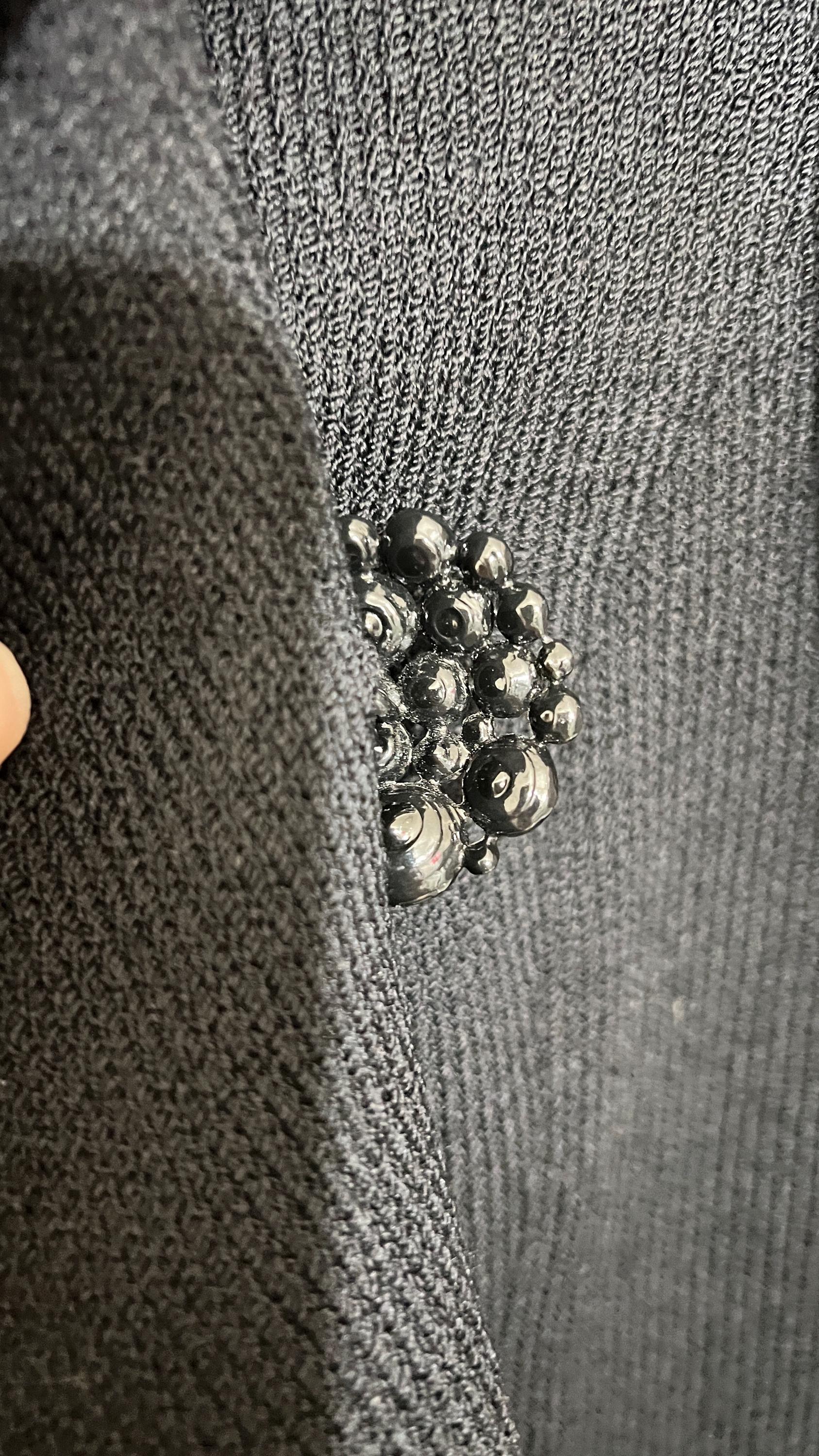 St. John Evening by Marie Gray Black Santana Knit Rhinestone Trim
