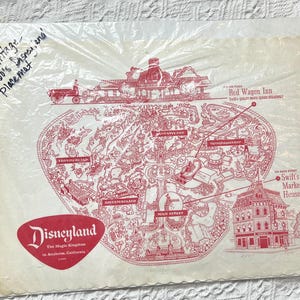 Vintage kaart uit de jaren 60 van Disneyland The Magic Kingdom in Anaheim, Californië Placemat