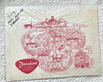 Mantel individual con mapa antiguo de Disneyland, el Reino Mágico, en Anaheim, California, de la década de 1960.