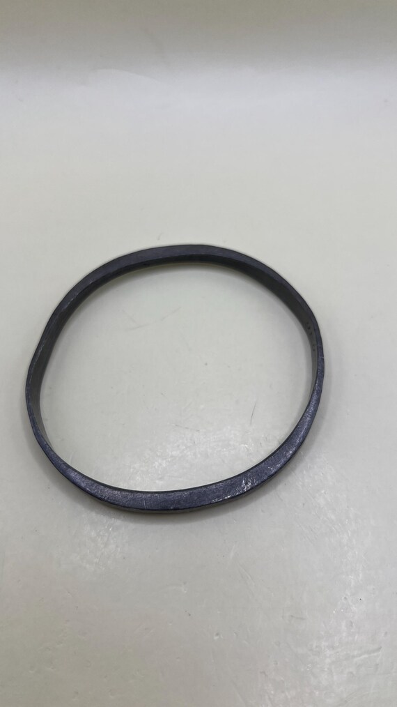 Danish Handmade Forged Steel Bangle Bracelet “Made in Denmark” Studio Jewelry Industrial Minimalist Unisex Gift  626 Maker Mark View 4