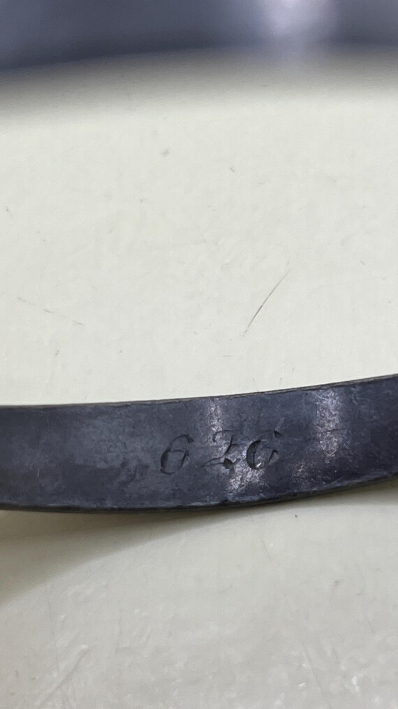 Danish Handmade Forged Steel Bangle Bracelet “Made in Denmark” Studio Jewelry Industrial Minimalist Unisex Gift  626 Maker Mark View 6