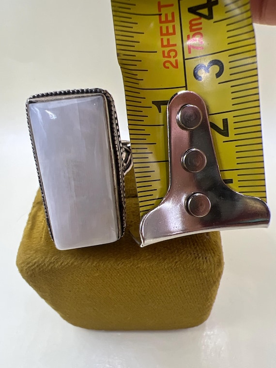 Vinatge Large Moonstone Statement Ring Sterling S… - image 15