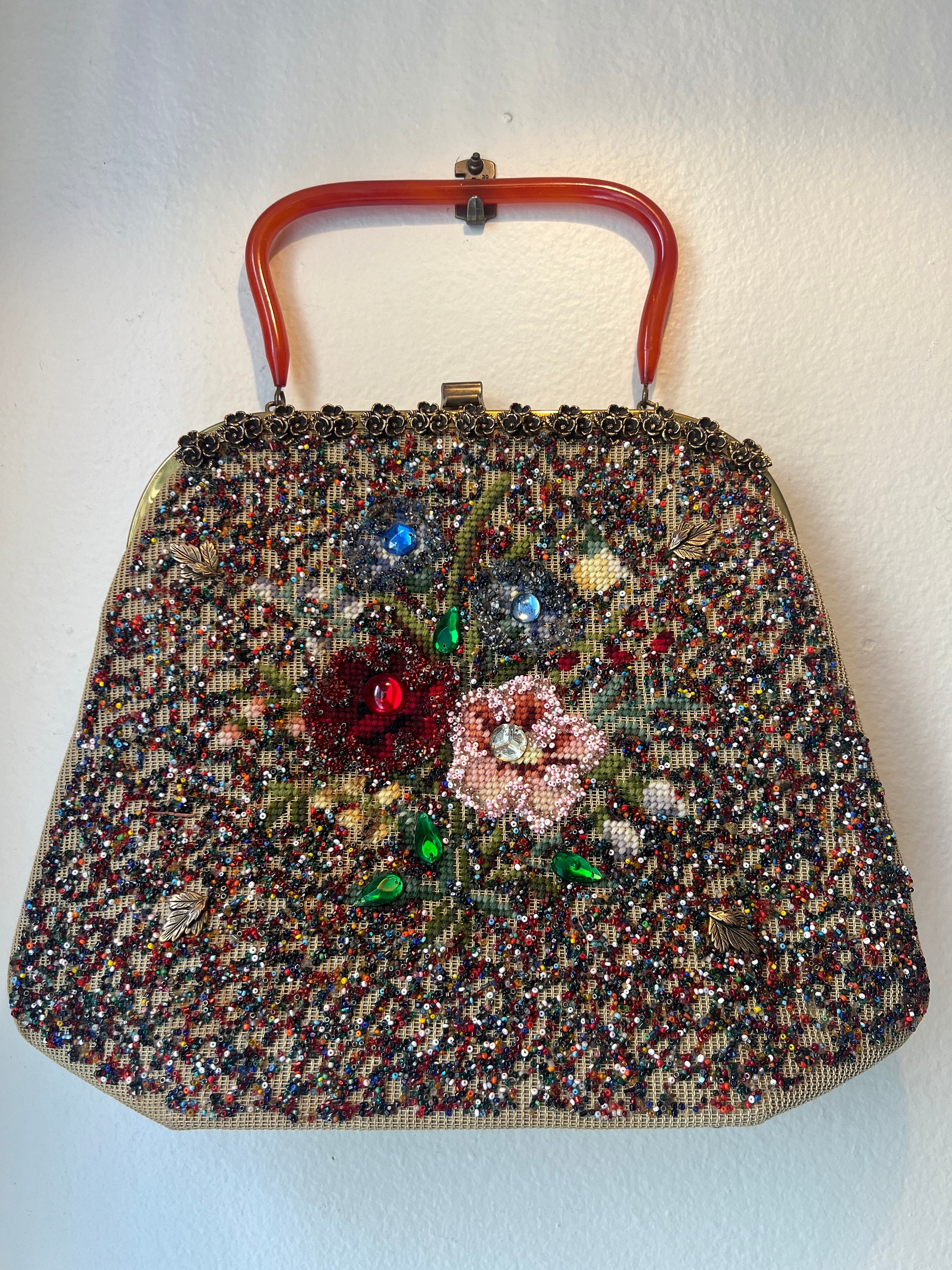 Antike Soure Tasche New York 1940er Jahre Wunderliches Blumen Stickerei Design Sammlerstuck Etsy Schweiz