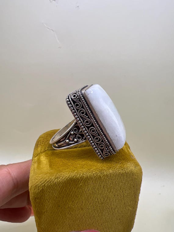 Vinatge Large Moonstone Statement Ring Sterling S… - image 11
