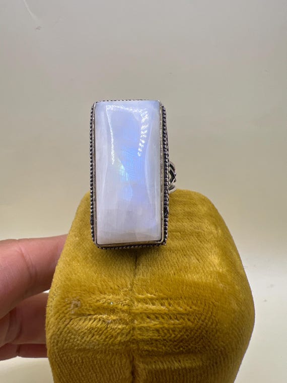 Vinatge Large Moonstone Statement Ring Sterling S… - image 10