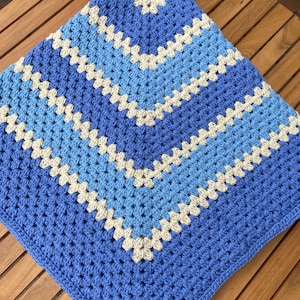 Blue Crochet/ pram baby blanket