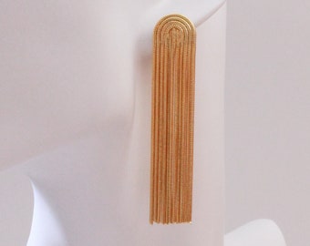 Gold Plated Tassel Earrings: Elegant Stainless Steel Dangle Earrings