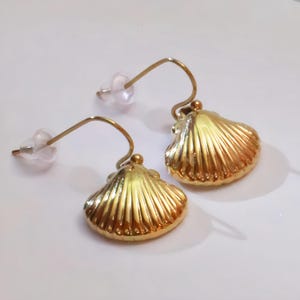 Gold Shell Earrings: 18K Gold-Plated Stainless Steel, Hypoallergenic