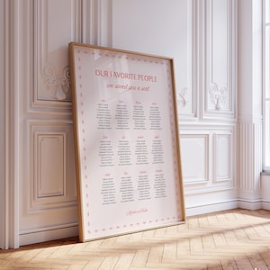 Plantilla de plano de asientos para boda, letrero para plano de mesa, letrero de boda dibujado a mano, plantilla de Canva, WT36