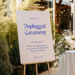 Unplugged Hochzeit Zeichen Vorlage, Handgeschriebenes Unplugged Hochzeitsschild, Skurriles Hochzeits-Willkommensschild, Canva Template, WT14