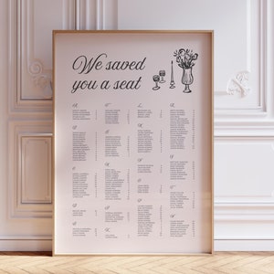 Sitzplan Vorlage für Hochzeiten, Alphabetische Sitzordnung, Elegante Beschilderung für Hochzeiten, Französischer Stil, Canva, WT37