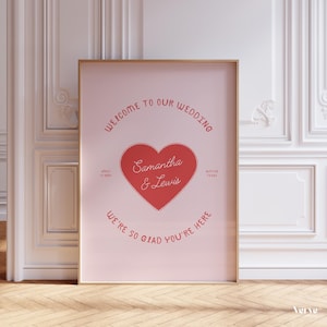 Handgeschriebenes Willkommen zu unserem Hochzeitsschild, Bunte Handgezeichnete Willkommensschild Vorlage, Wunderlicher Hochzeit Willkommensschild Eingang, Canva, WT40