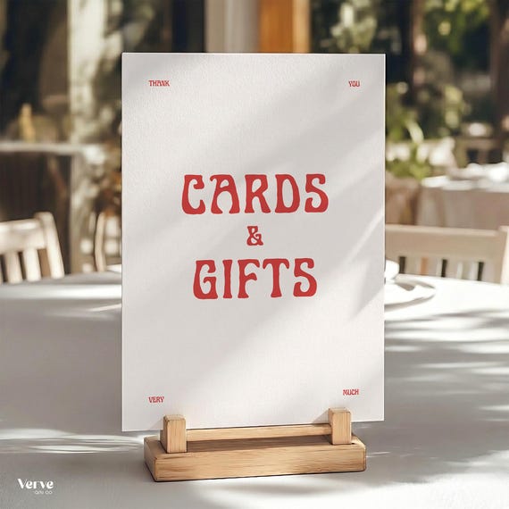 Retro Cards and Gifts Sign Template, Unique Wedding Signage (Canva Template) (WT42)