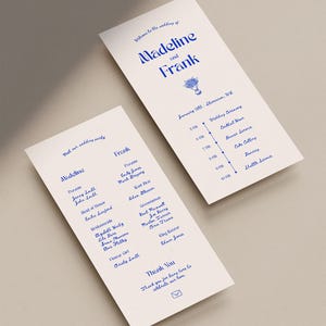 Whimsical Wedding Programs, Editable Canva Template with Timeline and Wedding Party (WT14)