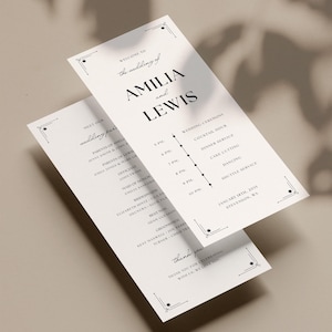 Elegantes Hochzeitsprogramm, Timeline-Karte für die Hochzeit, Ablaufplan (WT12)