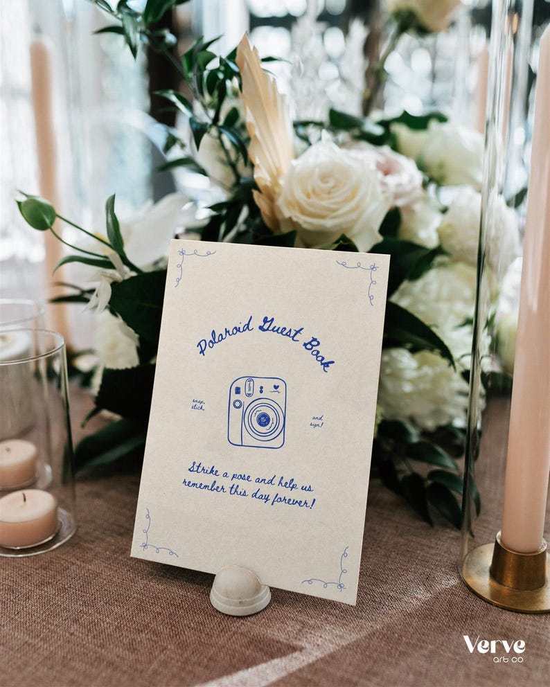 Whimsical Polaroid Guest Book Sign with Instax Instructions (Canva Template) (WT23) image 8