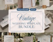 Vintage Day Of Wedding Sign Bundle, Hand Drawn On The Day Stationery (Canva Templates) (WT24)
