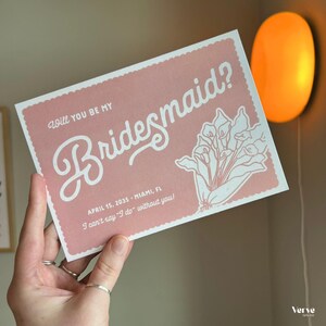 Bridesmaid Proposal Card Template: Vintage Postcard Design (Editable Canva Template) (BA04) image 2