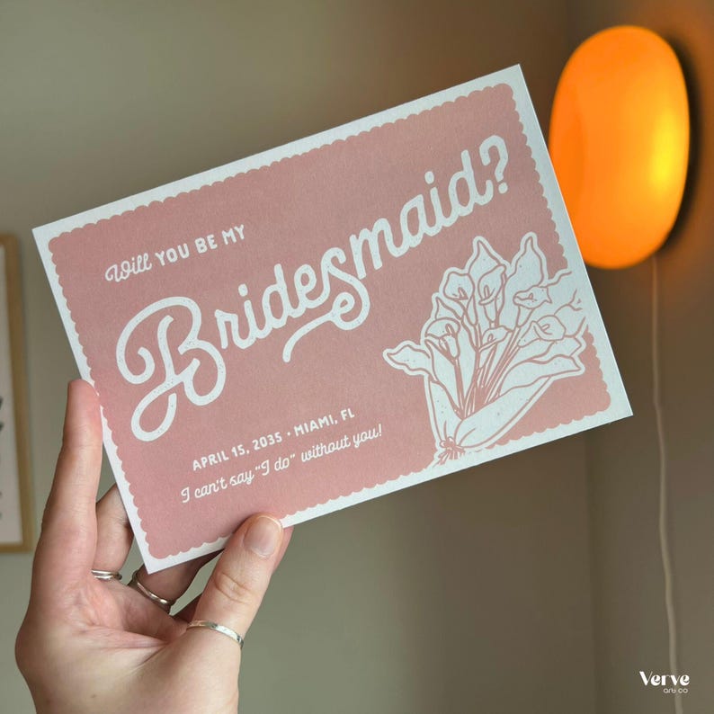 Bridesmaid Proposal Card Template: Vintage Postcard Design (Editable Canva Template) (BA04) image 2