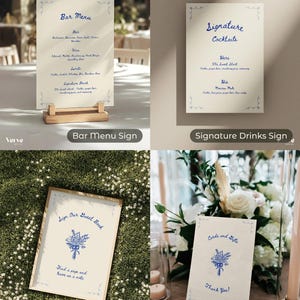 Whimsical Wedding Signs Bundle, Hand Drawn Signage and Stationery Template Bundle, Canva Templates
