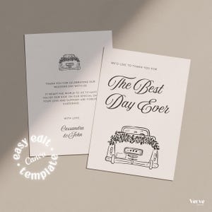Rustikale Hochzeit Dankeskarten Vorlage, Handgezeichnete Danksagungskarten, 13x18, 4x6, A5, A6, Canva Template, WT37