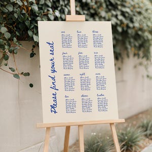 Handwritten Seating Chart Sign Template, Whimsical Wedding, Find Your Seat (Canva Template) (WT23)