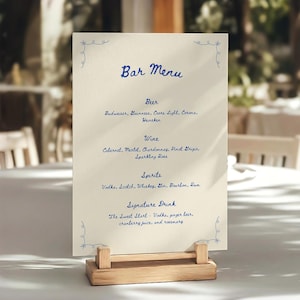 Hand Drawn Wedding Bar Menu Sign Template, Colorful Drink Menus (Canva Template) (WT23)