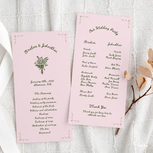 Hand Drawn Wedding Program, Wedding Timeline | Canva Template - Etsy