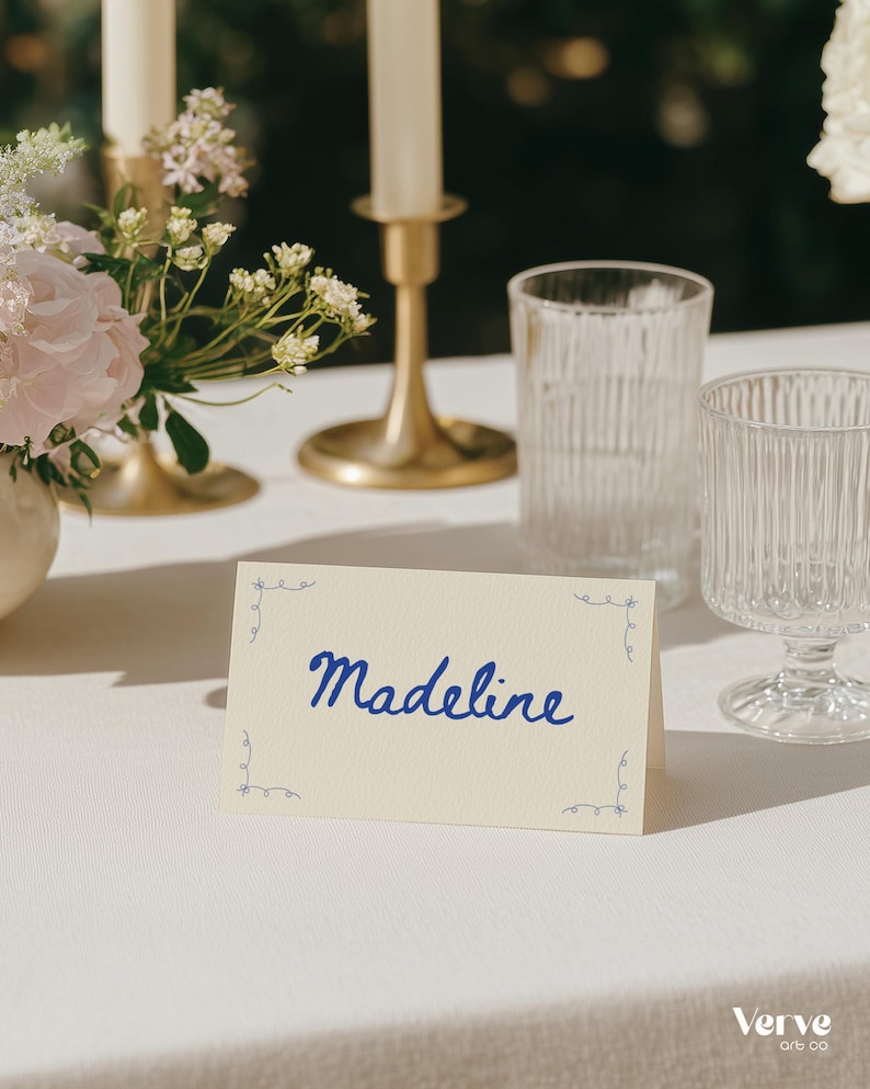 Hand Drawn Wedding Name Cards, Wedding Placecards, Place Card Canva Templates
