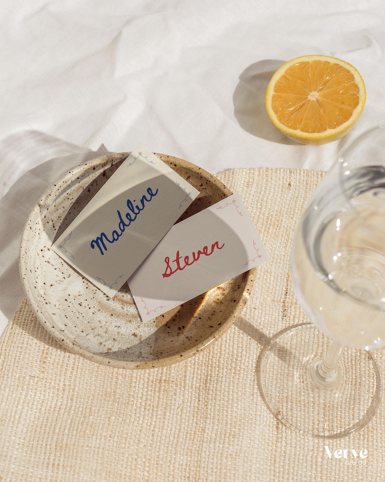Hand Drawn Wedding Name Cards, Wedding Placecards, Place Card Canva Templates