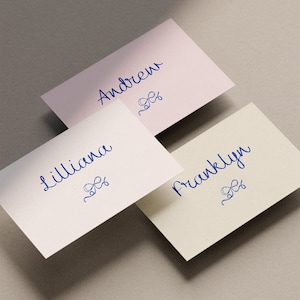 Wedding Place Card Template with Bow, Hand Drawn Name Cards, Canva Template (WT22)
