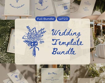 Whimsical Wedding Signs Bundle, Hand Drawn Signage and Stationery Template Bundle (Canva Templates) (WT23)