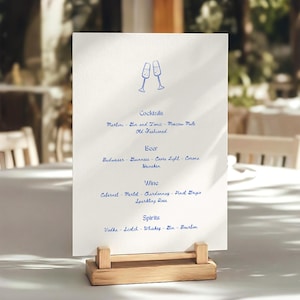 Letrero de bar dibujado a mano, menú de bebidas para bodas (plantilla de Canva) (WT14)