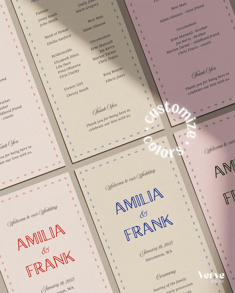 Fun Wedding Programs Canva Template, Wedding Timeline, Ceremony Program (WT36) image 6